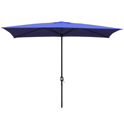 Abble 10x6.5ft Rectangular Patio Umbrella with Crank Handle, Outdoor Market Umbrella with 6 Sturdy Umbrella Ribs, Waterproof, Green