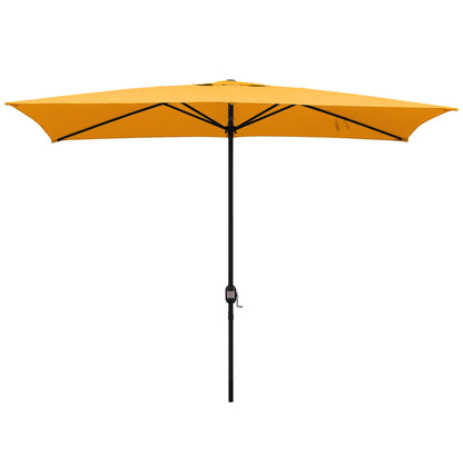 Abble 10x6.5ft Rectangular Patio Umbrella with Crank Handle, Outdoor Market Umbrella with 6 Sturdy Umbrella Ribs, Waterproof, Green