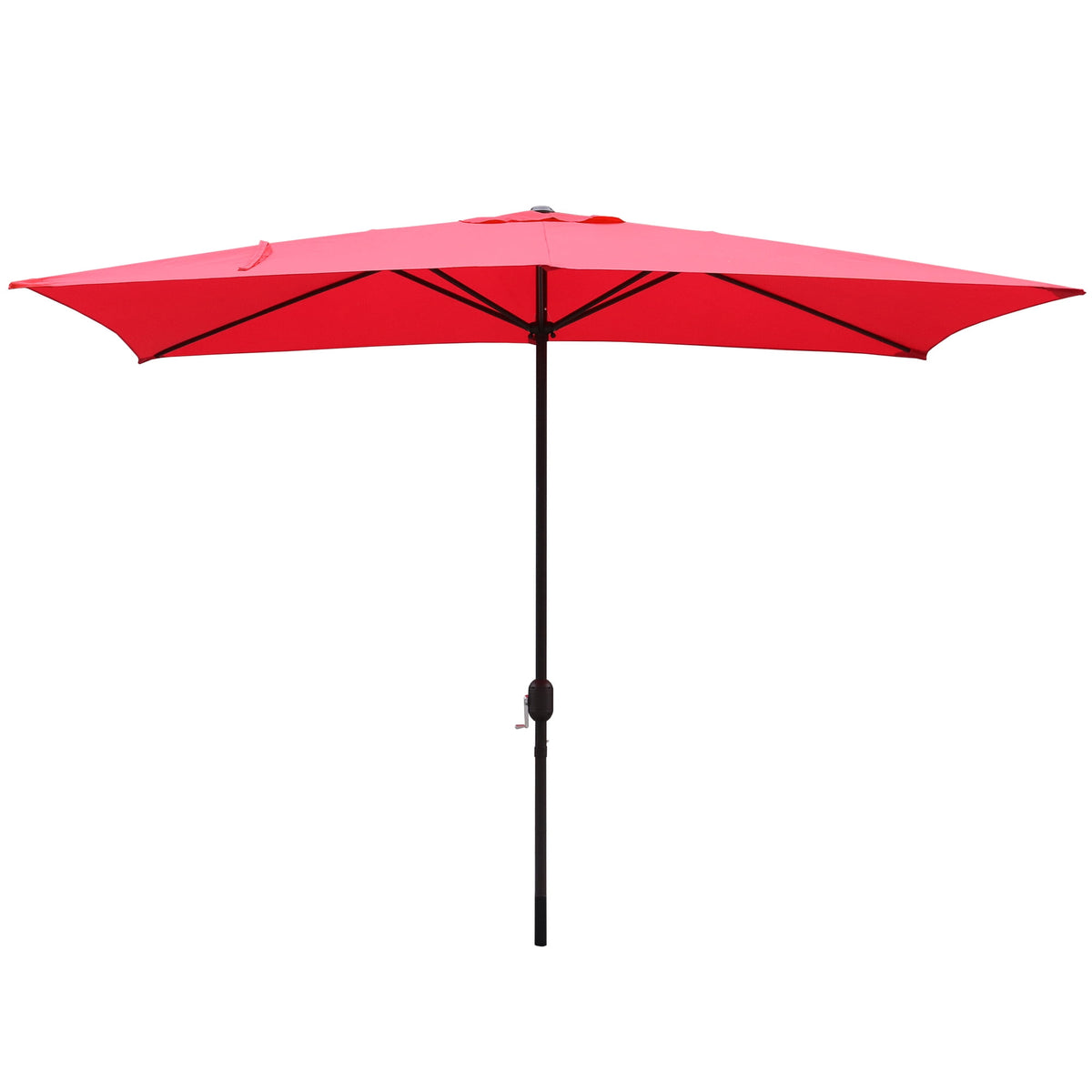 Abble 10x6.5ft Rectangular Patio Umbrella with Crank Handle, Outdoor Market Umbrella with 6 Sturdy Umbrella Ribs, Waterproof, Green