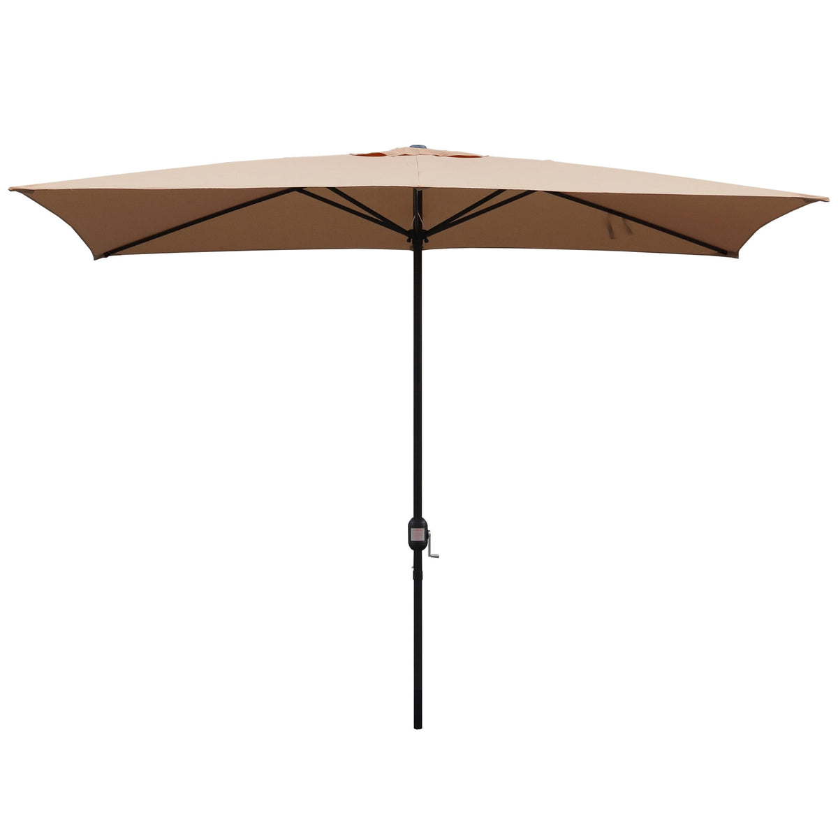Abble 10x6.5ft Rectangular Patio Umbrella with Crank Handle, Outdoor Market Umbrella with 6 Sturdy Umbrella Ribs, Waterproof, Green