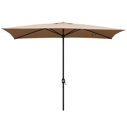 Abble 10x6.5ft Rectangular Patio Umbrella with Crank Handle, Outdoor Market Umbrella with 6 Sturdy Umbrella Ribs, Waterproof, Green