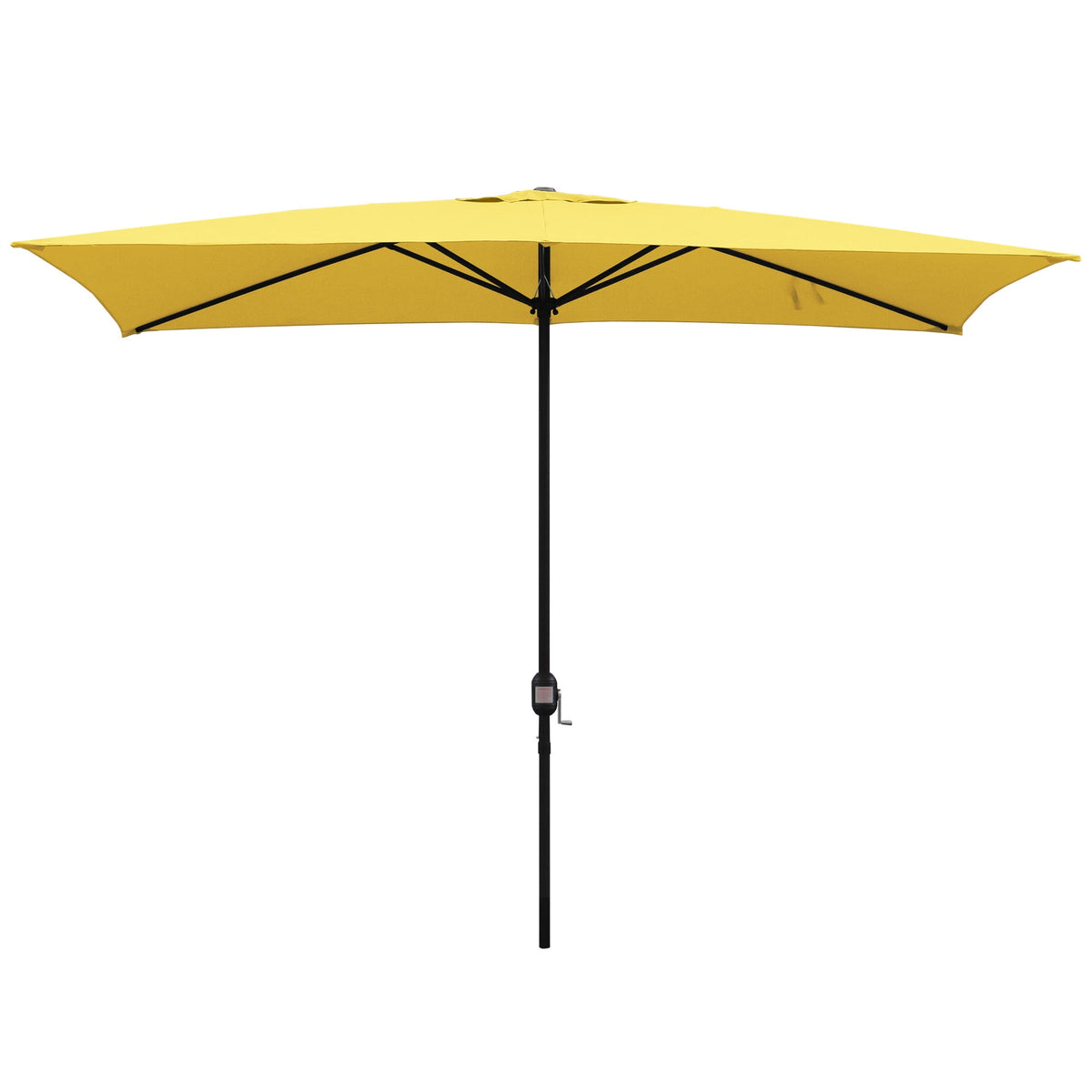 Abble 10x6.5ft Rectangular Patio Umbrella with Crank Handle, Outdoor Market Umbrella with 6 Sturdy Umbrella Ribs, Waterproof, Green
