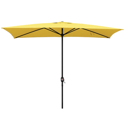 Abble 10x6.5ft Rectangular Patio Umbrella with Crank Handle, Outdoor Market Umbrella with 6 Sturdy Umbrella Ribs, Waterproof, Green