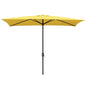 Abble 10x6.5ft Rectangular Patio Umbrella with Crank Handle, Outdoor Market Umbrella with 6 Sturdy Umbrella Ribs, Waterproof, Green