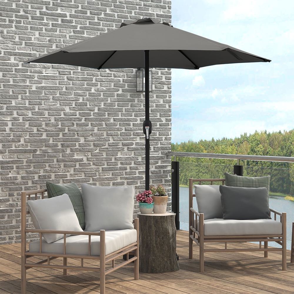 Kool 7.5ft Patio Umbrella with Crank Handle, Outdoor Market Umbrella with 6 Sturdy Umbrella Ribs Waterproof for Garden, Deck, Backyard, Pool, Aqua
