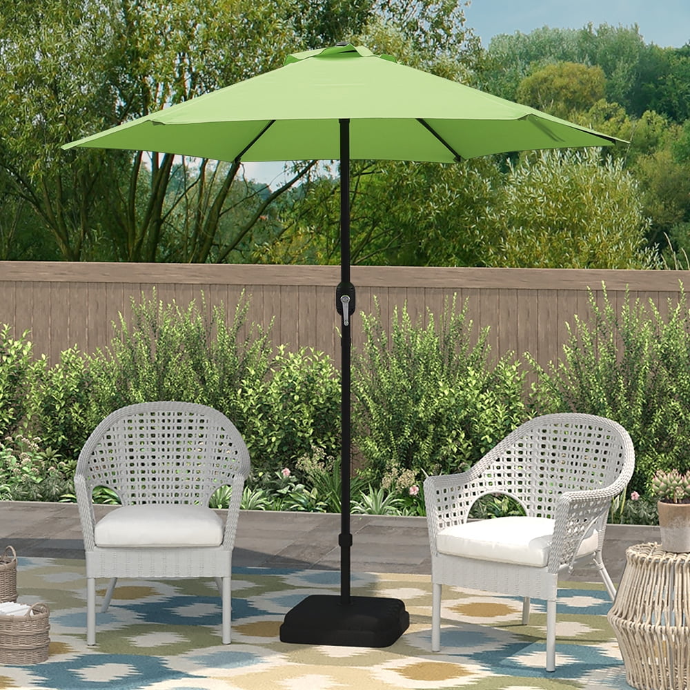 Kool 7.5ft Patio Umbrella with Crank Handle, Outdoor Market Umbrella with 6 Sturdy Umbrella Ribs Waterproof for Garden, Deck, Backyard, Pool, Aqua