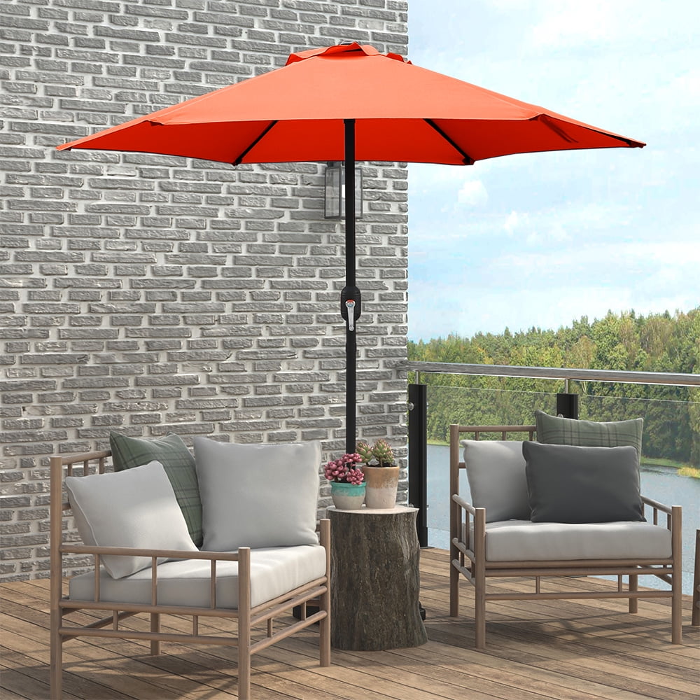 Kool 7.5ft Patio Umbrella with Crank Handle, Outdoor Market Umbrella with 6 Sturdy Umbrella Ribs Waterproof for Garden, Deck, Backyard, Pool, Aqua