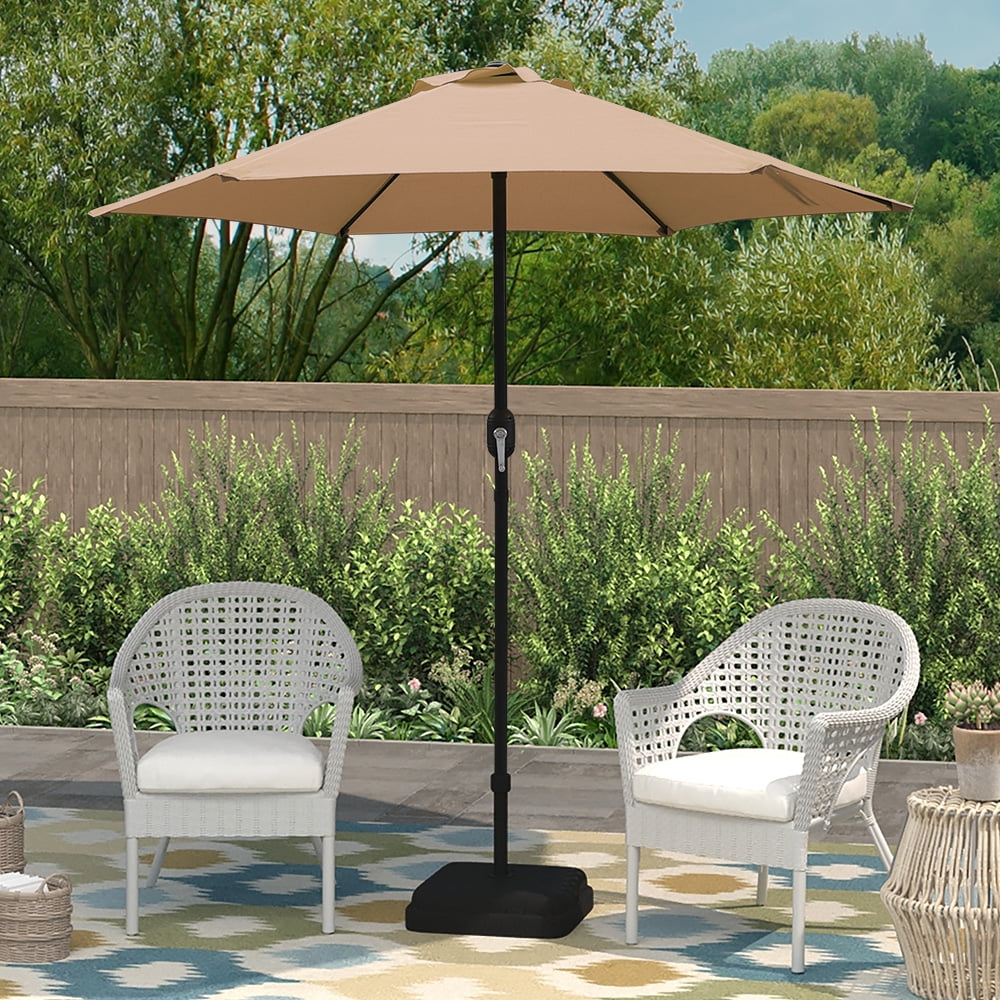 Kool 7.5ft Patio Umbrella with Crank Handle, Outdoor Market Umbrella with 6 Sturdy Umbrella Ribs Waterproof for Garden, Deck, Backyard, Pool, Aqua