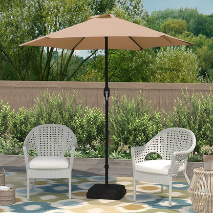 Kool 7.5ft Patio Umbrella with Crank Handle, Outdoor Market Umbrella with 6 Sturdy Umbrella Ribs Waterproof for Garden, Deck, Backyard, Pool, Aqua