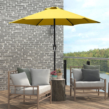 Kool 7.5ft Patio Umbrella with Crank Handle, Outdoor Market Umbrella with 6 Sturdy Umbrella Ribs Waterproof for Garden, Deck, Backyard, Pool, Aqua