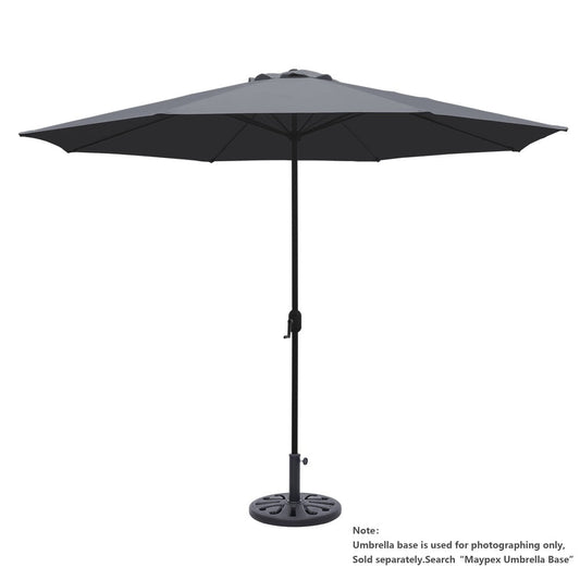 Kool 11FT Outdoor Patio Umbrella with Crank Handle, Market Umbrella with 8 Sturdy Umbrella Ribs, Waterproof for Garden Deck Backyard Pool, Dark Gray