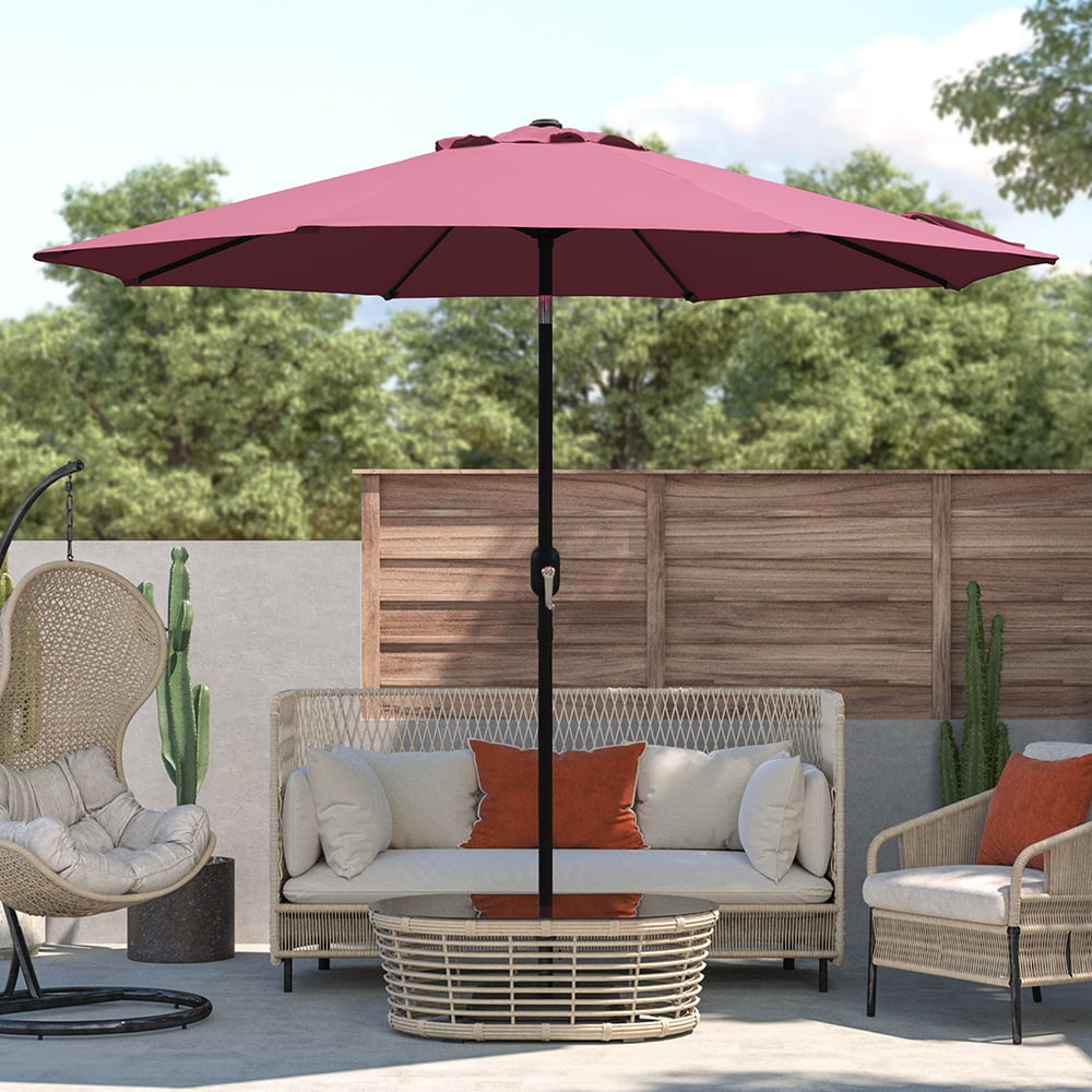 Kool 7.5ft Patio Umbrella with Crank Handle, Outdoor Market Umbrella with 6 Sturdy Umbrella Ribs Waterproof for Garden, Deck, Backyard, Pool, Aqua