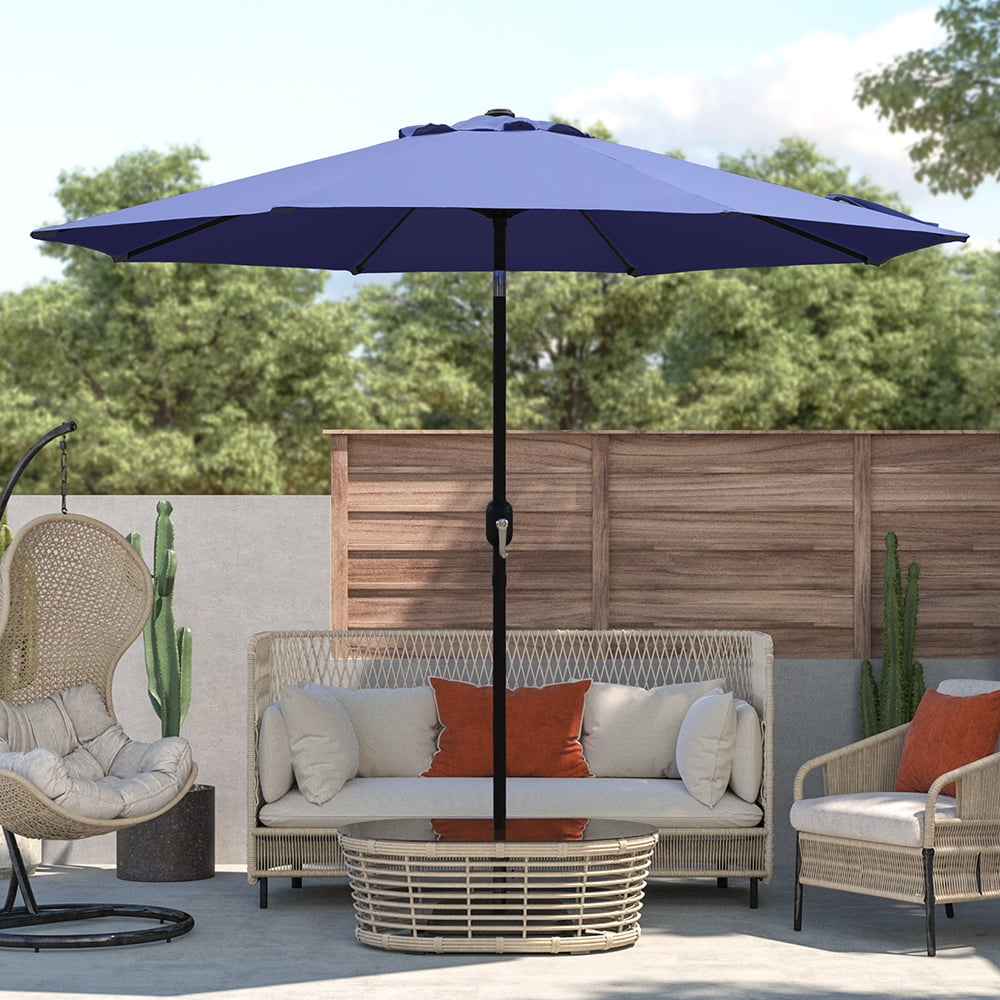 Kool 7.5ft Patio Umbrella with Crank Handle, Outdoor Market Umbrella with 6 Sturdy Umbrella Ribs Waterproof for Garden, Deck, Backyard, Pool, Aqua