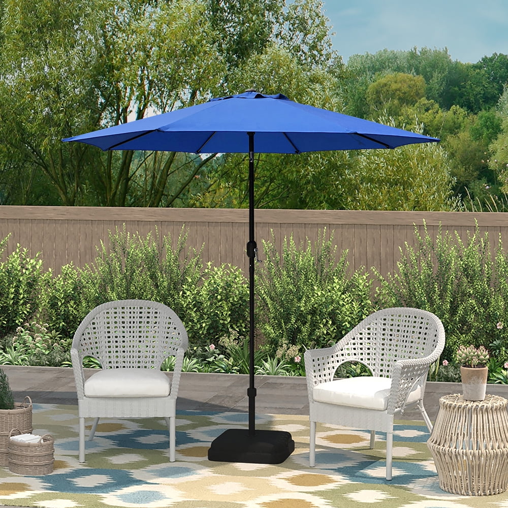 Kool 7.5ft Patio Umbrella with Crank Handle, Outdoor Market Umbrella with 6 Sturdy Umbrella Ribs Waterproof for Garden, Deck, Backyard, Pool, Aqua