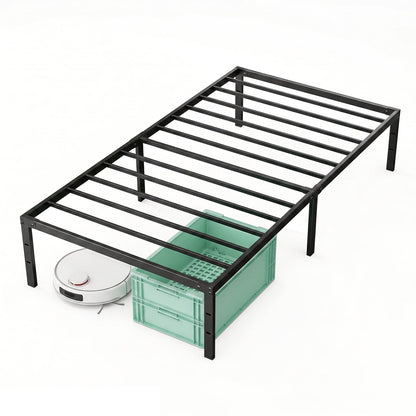 Alvantor Metal Bed Frame 16 Inch Tall, Heavy Duty Sturdy Mattress Foundation, No Box Spring Needed, Easy to Assemble, Under-bed Storage Space, Black