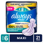 (4 pack) Always Maxi Overnight Pads with Wings, Size 6, 21