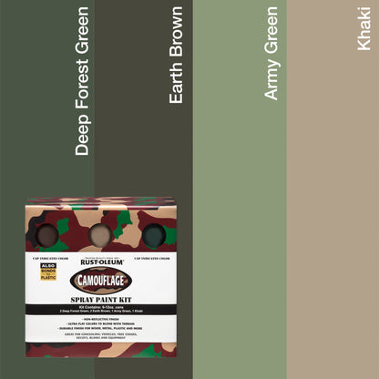 (6 pack) Army Green, Rust-Oleum Camouflage 2X Ultra Cover Flat Spray Paint-279176, 12 oz