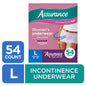 Assurance Women's Incontinence and Postpartum Underwear, L, Maximum Absorbency, 72 Count