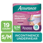 Assurance Women's Incontinence & Postpartum Underwear, Maximum Absorbency, S/M, 72 Count