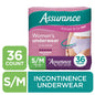 Assurance Women's Incontinence & Postpartum Underwear, Maximum Absorbency, S/M, 72 Count