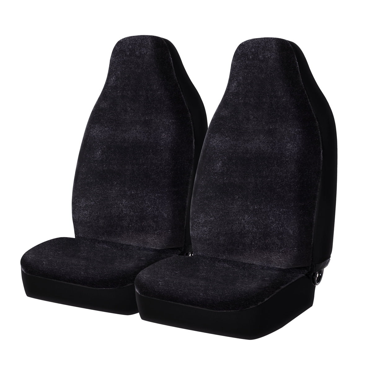 Auto Drive 2- Piece Car Seat Covers High Back Soft Faux Fur Polyester Black, Universal Fit, 2002SC101