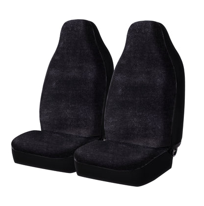 Auto Drive 2- Piece Car Seat Covers High Back Soft Faux Fur Polyester Black, Universal Fit, 2002SC101