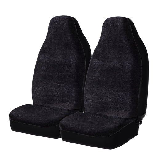 Auto Drive 2- Piece Car Seat Covers High Back Soft Faux Fur Polyester Black, Universal Fit, 2002SC101