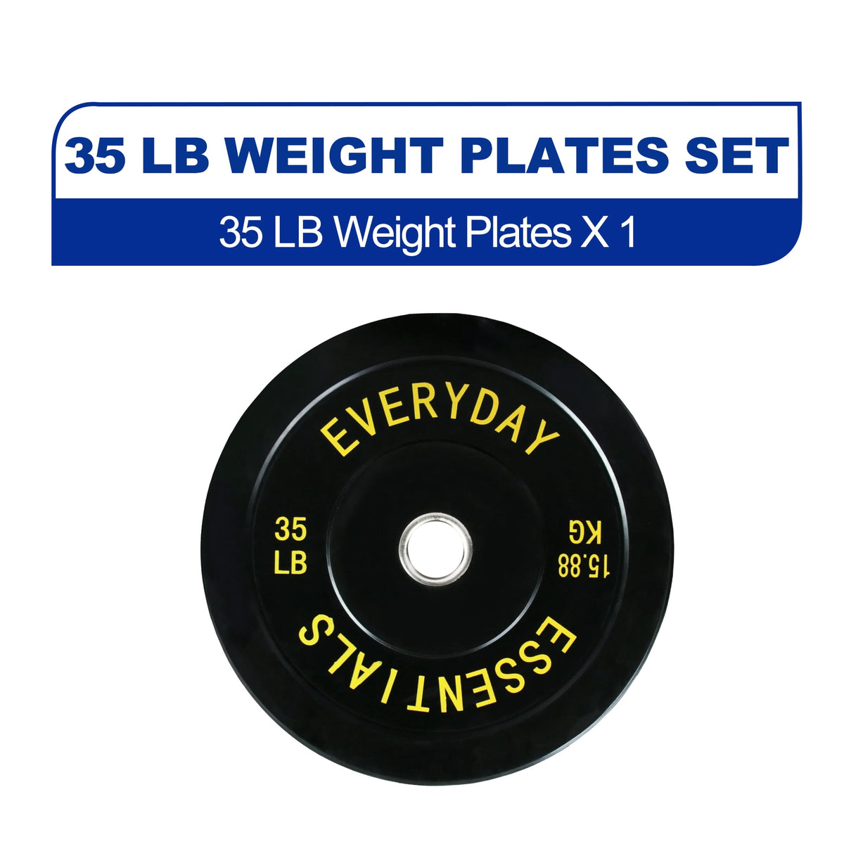 BalanceFrom Olympic Bumper Plate Weight Plate with Steel Hub, Black, 35lbs, Single