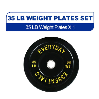 BalanceFrom Olympic Bumper Plate Weight Plate with Steel Hub, Black, 35lbs, Single