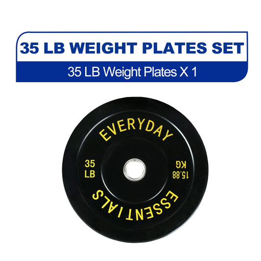 BalanceFrom Olympic Bumper Plate Weight Plate with Steel Hub, Black, 35lbs, Single