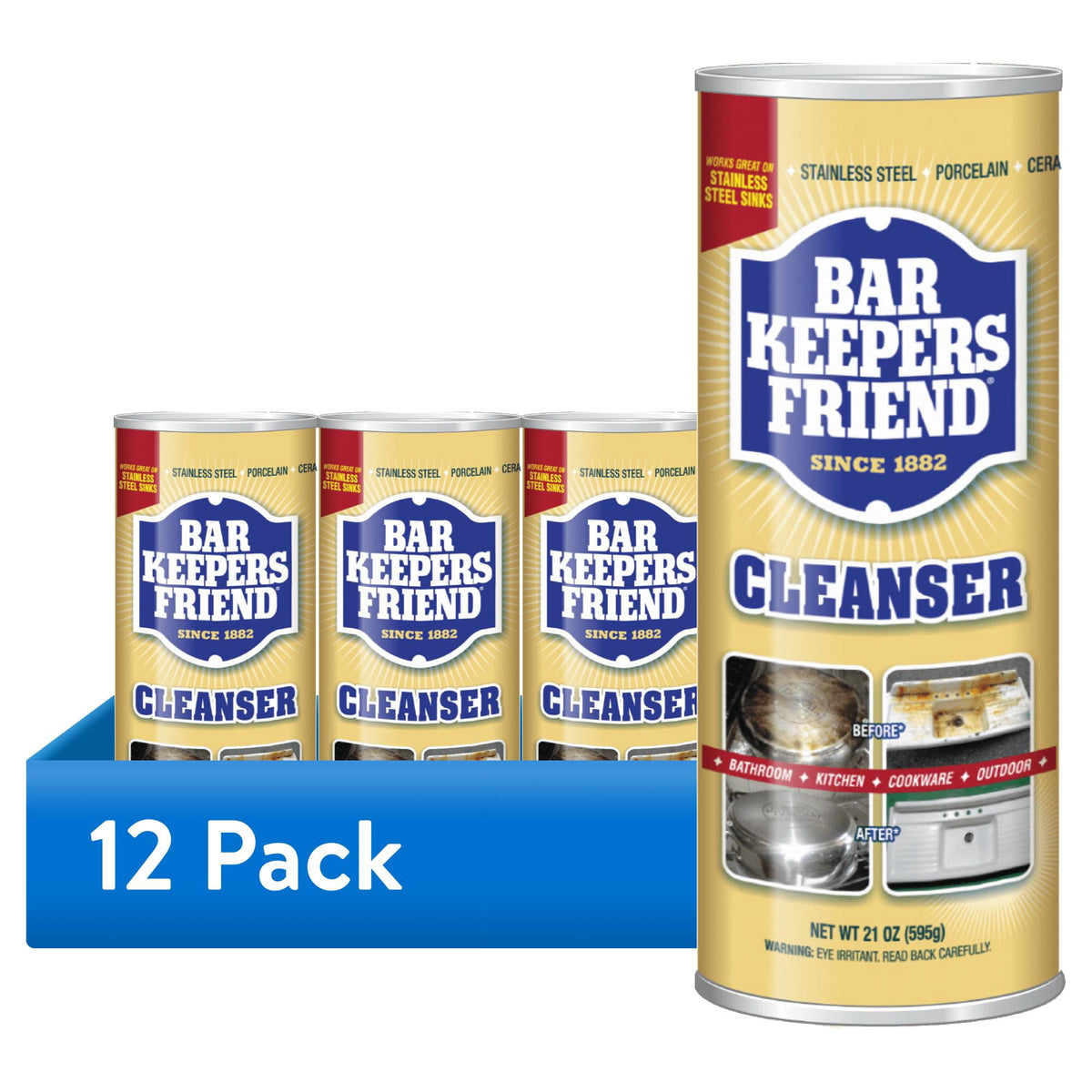 (12 pack) Bar Keepers Friend Cleanser Powder 21 OZ (595g) Trusted and True Since 1882