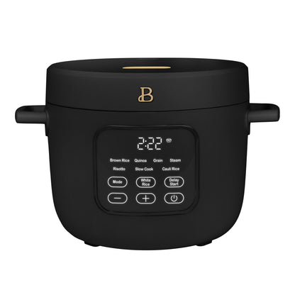 Beautiful 14-Cup Cooked, 6-Cups Uncooked Electric Rice and Grain Cooker, EverGood Ceramic Nonstick Coating, Black Sesame by Drew Barrymore