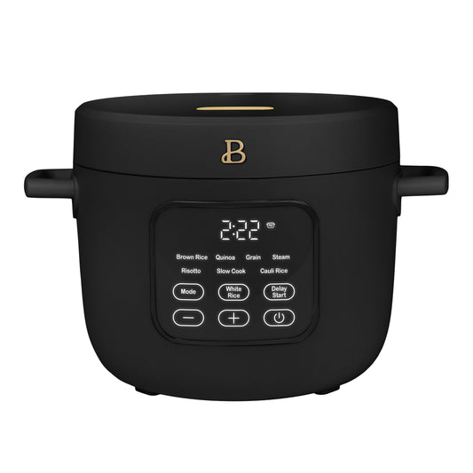 Beautiful 14-Cup Cooked, 6-Cups Uncooked Electric Rice and Grain Cooker, EverGood Ceramic Nonstick Coating, Black Sesame by Drew Barrymore