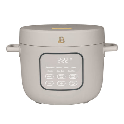 Beautiful 14-Cup Cooked, 6-Cups Uncooked Electric Rice and Grain Cooker, EverGood Ceramic Nonstick Coating, Black Sesame by Drew Barrymore