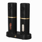 Beautiful 3-Piece Rechargeable Electric Salt and Pepper Grinder Set with Charging Base, Black Sesame by Drew Barrymore