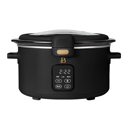 Beautiful 4 Qt Digital Slow Cooker with Hinged Locking Lid, Wildflower White by Drew Barrymore