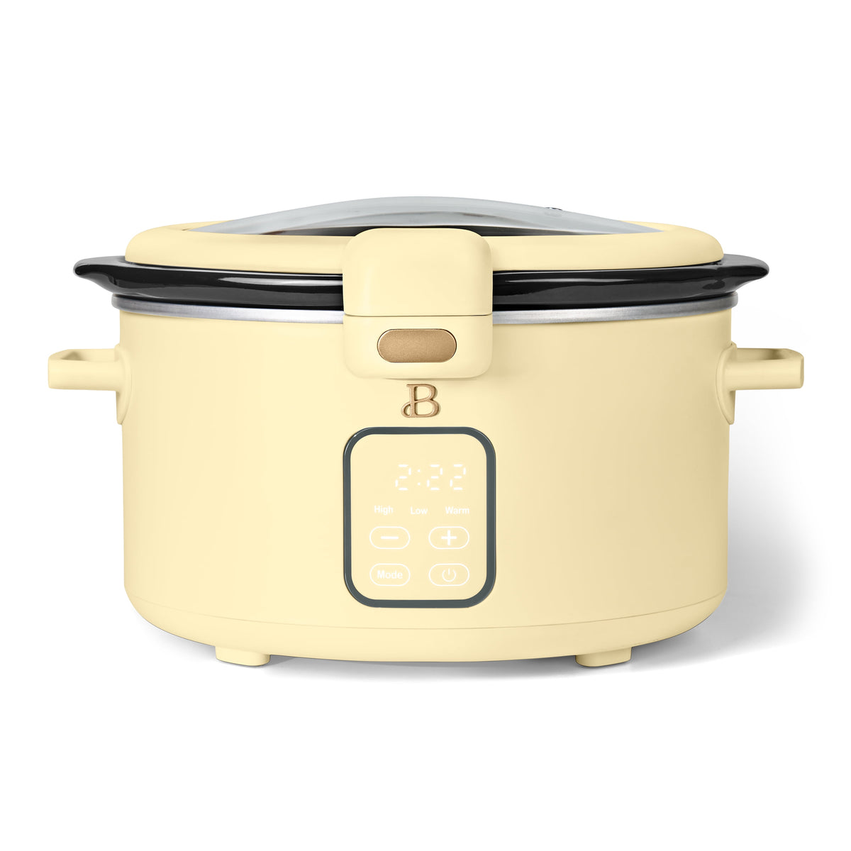 Beautiful 4 Qt Digital Slow Cooker with Hinged Locking Lid, Wildflower White by Drew Barrymore