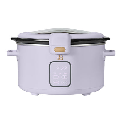 Beautiful 4 Qt Digital Slow Cooker with Hinged Locking Lid, Wildflower White by Drew Barrymore