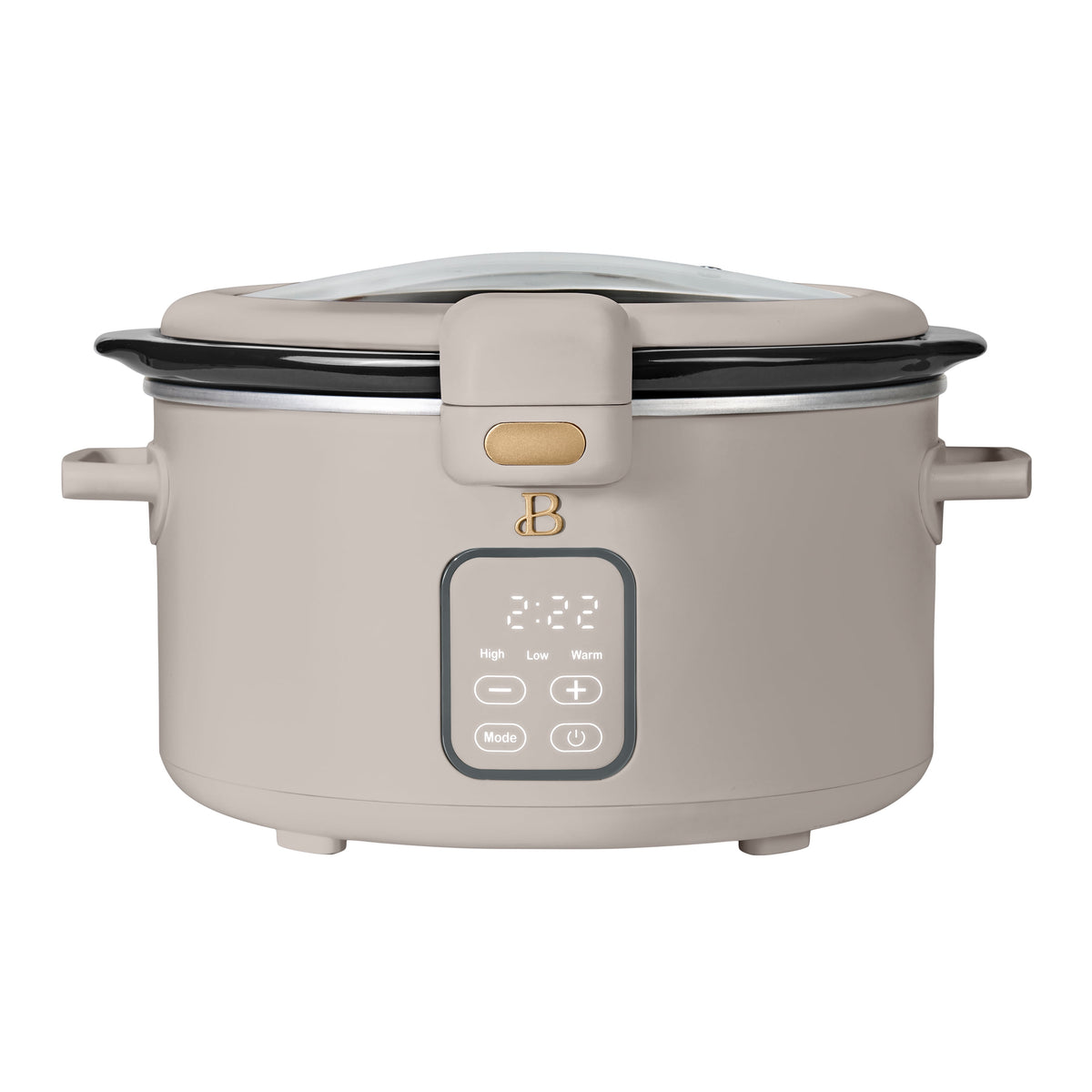 Beautiful 4 Qt Digital Slow Cooker with Hinged Locking Lid, Wildflower White by Drew Barrymore