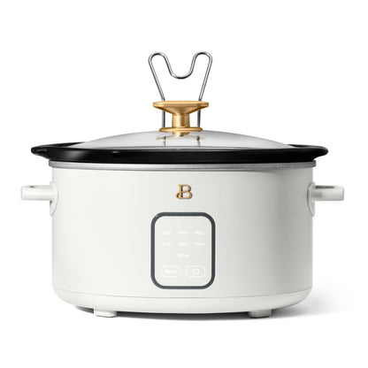 Beautiful 4Qt Slow Cooker with Touch-Activated Display, Porcini Taupe by Drew Barrymore