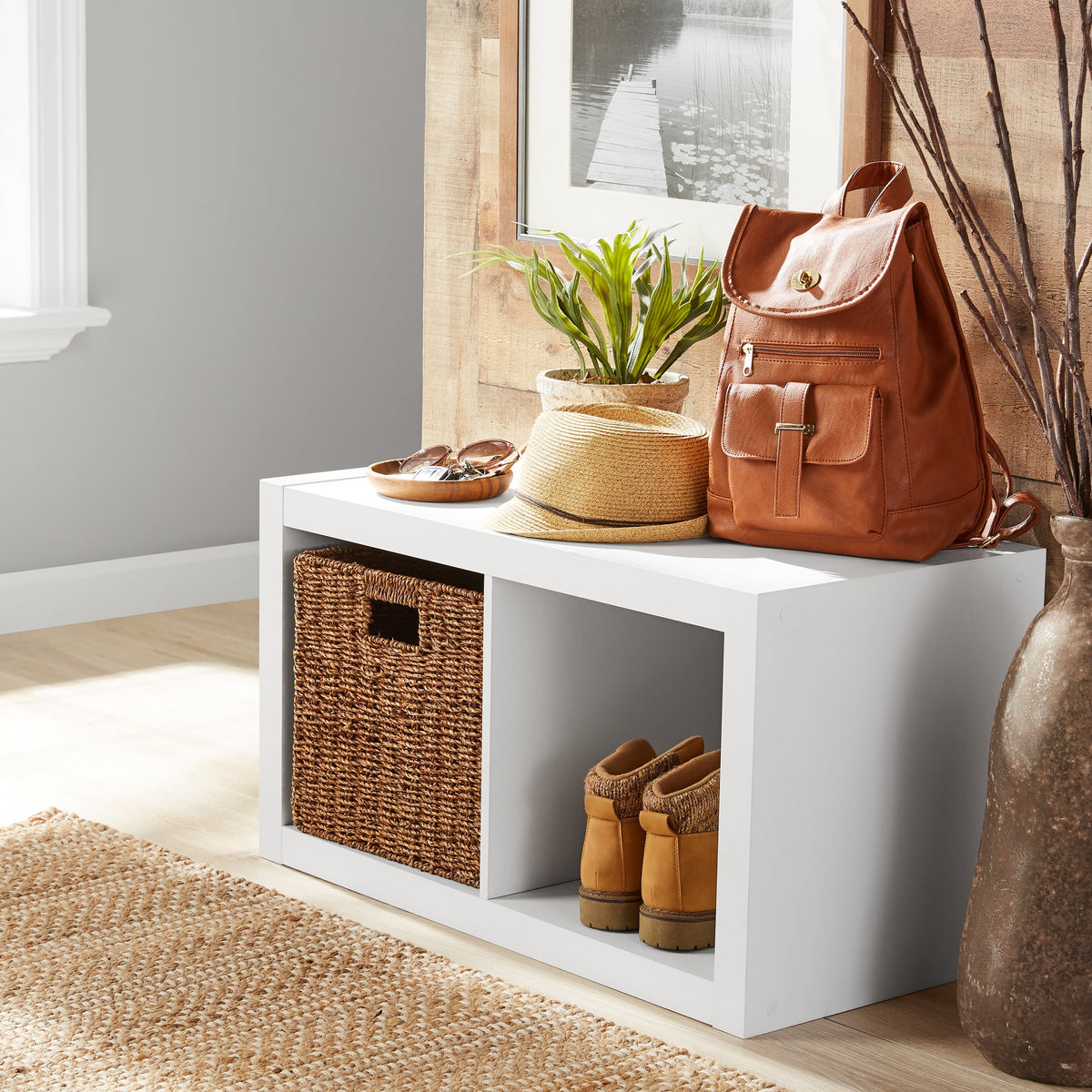 Better Homes & Gardens 2 Cube Storage Organizer, Rustic Gray