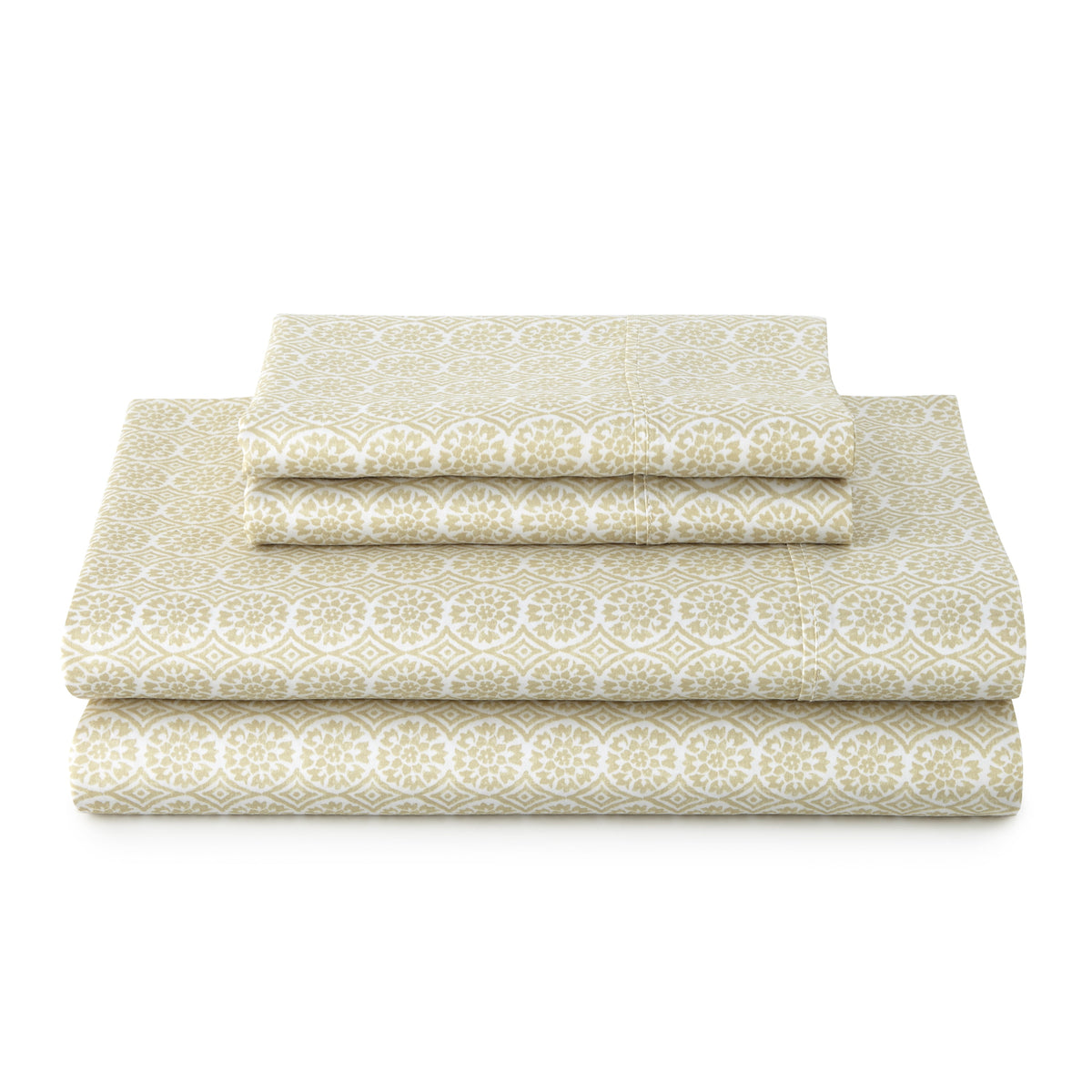 Better Homes & Gardens 4-Piece 300 Thread Count Lysia Floral Green River Cotton Sateen Bed Sheet Set, Queen