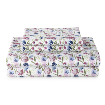 Better Homes & Gardens 4-Piece 300 Thread Count Lysia Floral Green River Cotton Sateen Bed Sheet Set, Queen