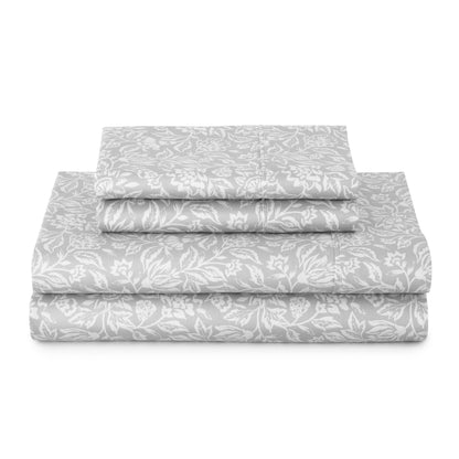 Better Homes & Gardens 4-Piece 300 Thread Count Lysia Floral Green River Cotton Sateen Bed Sheet Set, Queen