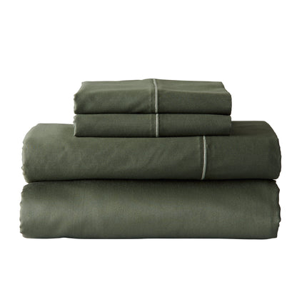 Better Homes & Gardens 4-Piece 300 Thread Count Lysia Floral Green River Cotton Sateen Bed Sheet Set, Queen