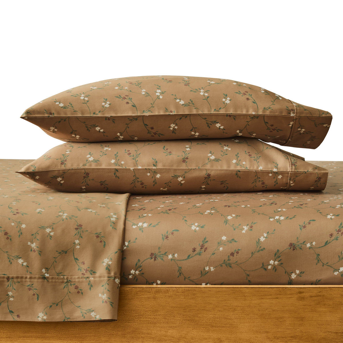 Better Homes & Gardens 4-Piece 300 Thread Count Lysia Floral Green River Cotton Sateen Bed Sheet Set, Queen