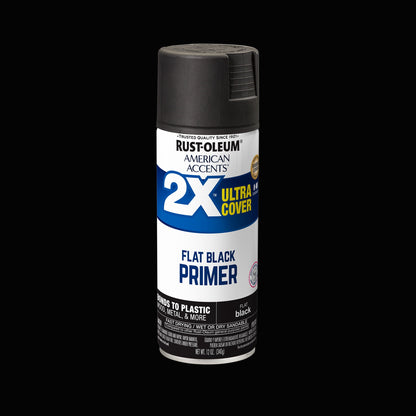 (6 pack) White Primer, Rust-Oleum American Accents 2X Ultra Cover Flat Spray Paint-327914, 12 oz