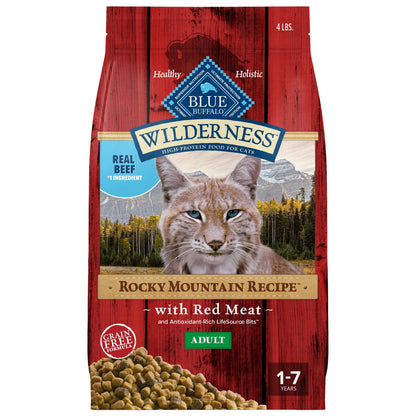Blue Buffalo Wilderness Natural Dry Cat Food, Rocky Mountain Recipe, Red Meat, 4-lb. Bag