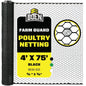 Boen - Plastic Hex Chicken Wire Mesh Temporary Fence Roll (4' x 75' - Black) - Plastic Fence Poultry Netting for Temporary or Semi Permanent Enclosures, Deer Netting Fence, Construction Fencing