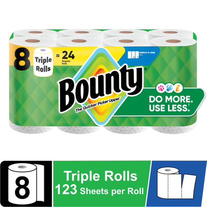Bounty Paper Towels Select-A-Size White, 10 Triple Rolls, 123 Sheets Per Roll